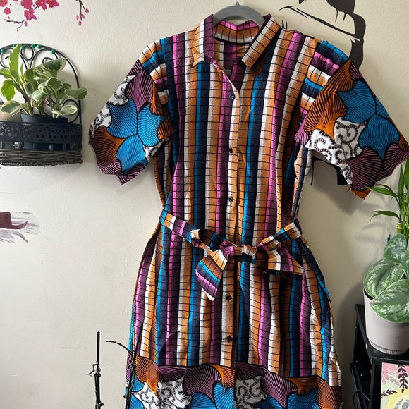 Colourful Ankara Button & Tie Dress - Picture 13 of 14